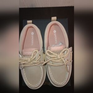 Sperry Cream and Pink Boat Shoes